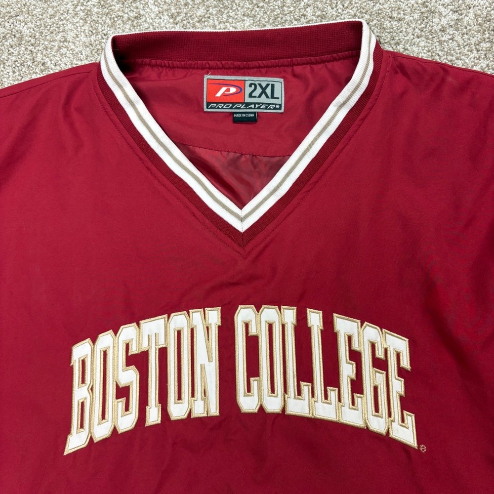 Pro Player Boston College Windbreaker Mens 2XL Maroon V-Neck Pullover Jacket